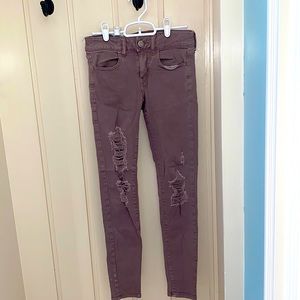 American Eagle Mauve Ripped Skinny Jeans